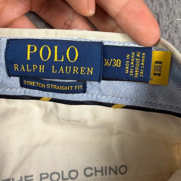 Polo Ralph Lauren Stretch Straight Fit Chino Pants Mens 36x30 Beige Cotton Twill - Picture 6 of 12